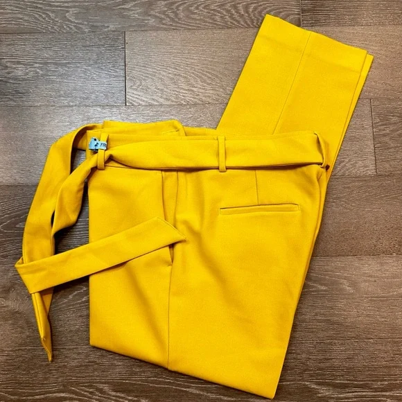 LOFT Yellow Tie-Waist Pants - Picture 5 of 6
